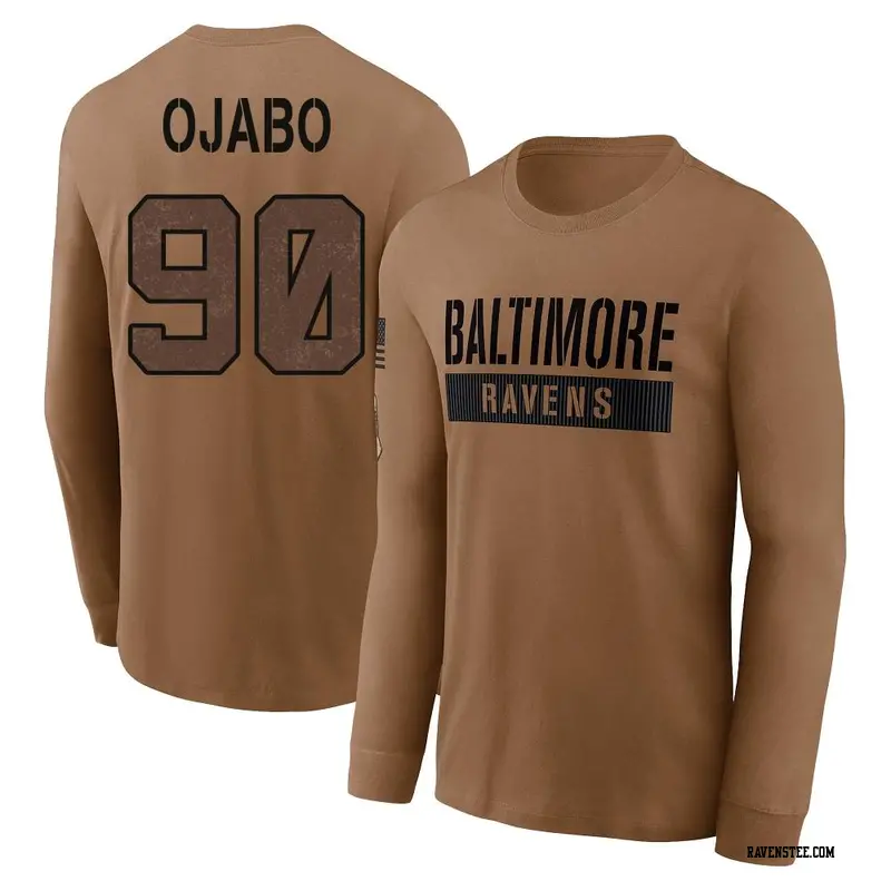 Men's Baltimore Ravens ＃90 David Ojabo Baltimore/Ravens / Brown 2023 Salute To Service Long Sleeve T-Shirt