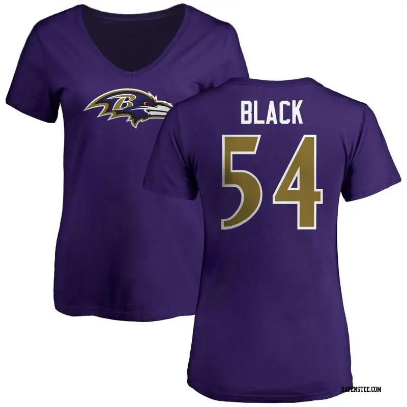Women's Baltimore Ravens ＃54 Diwun Black Purple Name & Number Logo V-Neck T-Shirt