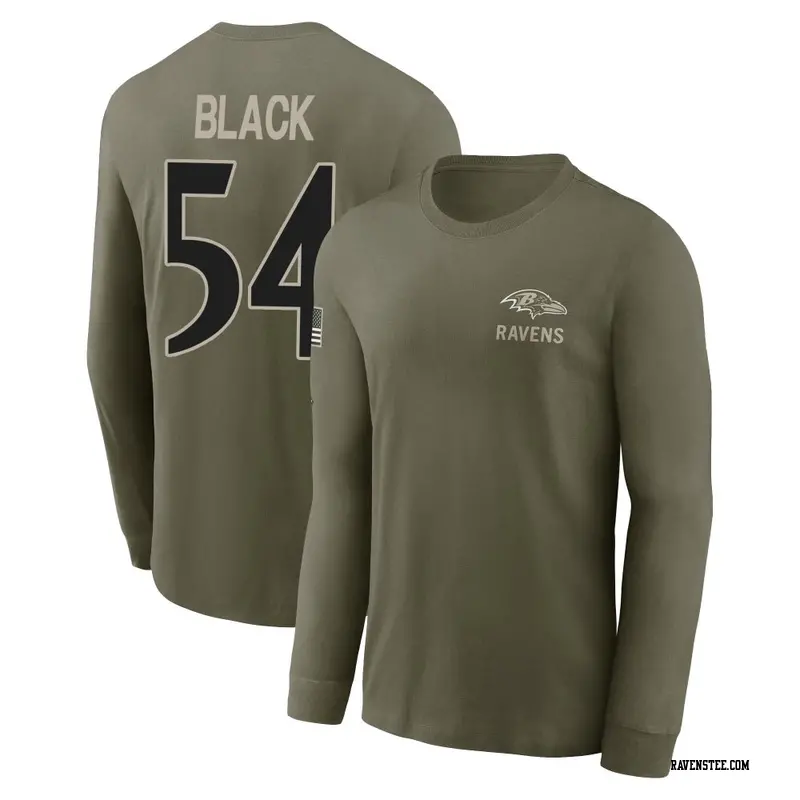 Youth Baltimore Ravens ＃54 Diwun Black Black Diwun Olive 2025 Salute to Service Sideline Long Sleeve T-Shirt