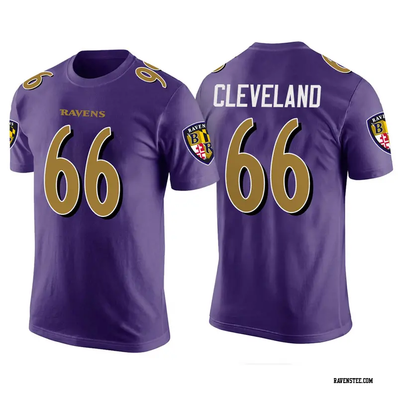 Youth Baltimore Ravens ＃66 Ben Cleveland Purple Color Rush T-Shirt