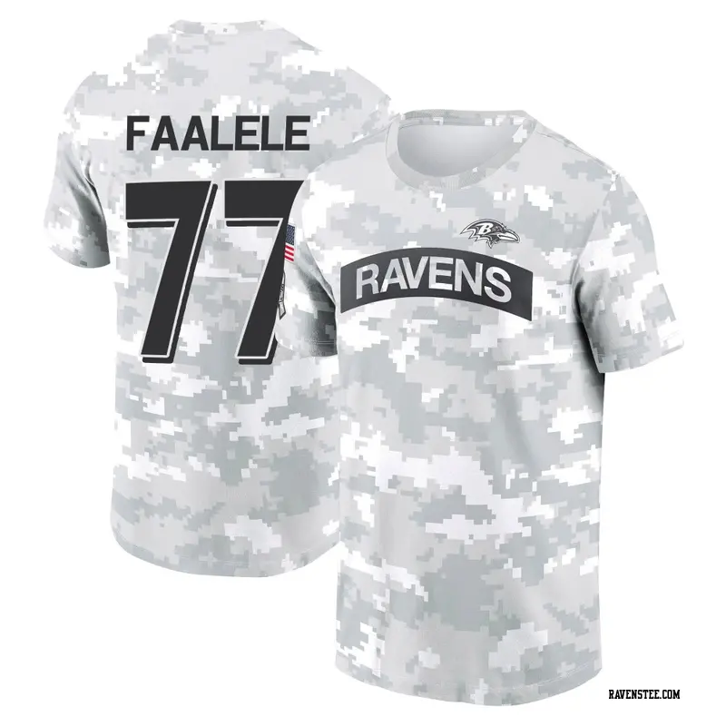 Youth Baltimore Ravens ＃77 Daniel Faalele Camo Arctic 2024 Salute to Service Performance T-Shirt